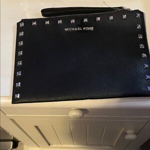 Michael Kors Black Studded Zip Wristlet
